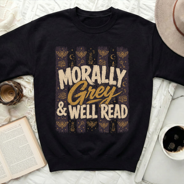 Morally Grey & Well Read Sweatshirt in Black