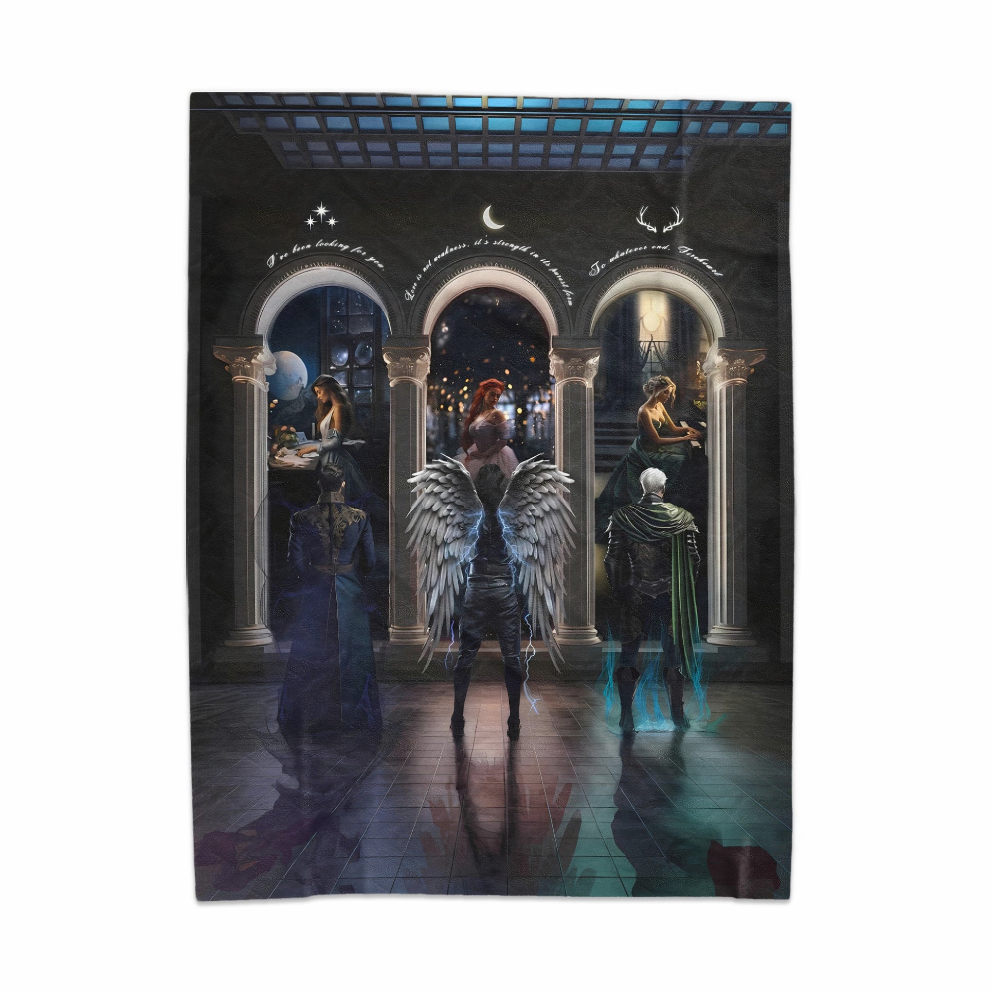 Stunning Fantasy Scene With Winged Figure Blanket