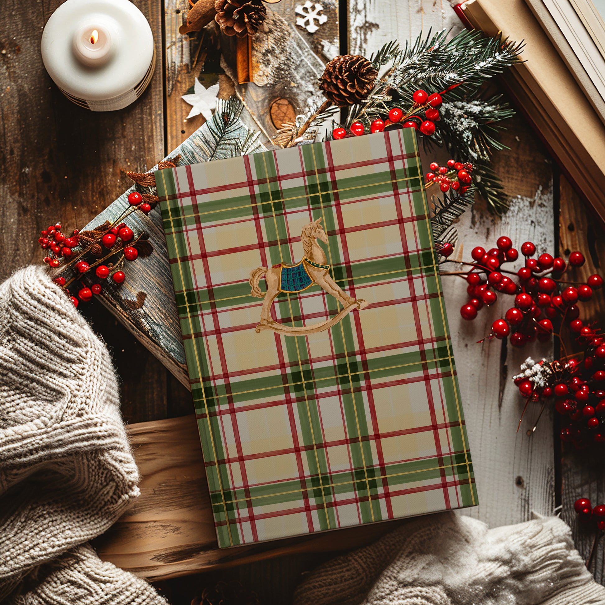 Holiday Rocking Horse Plaid Pattern Journal Product