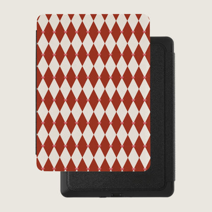 Red and White Diamond Pattern Cover for E-Reader
