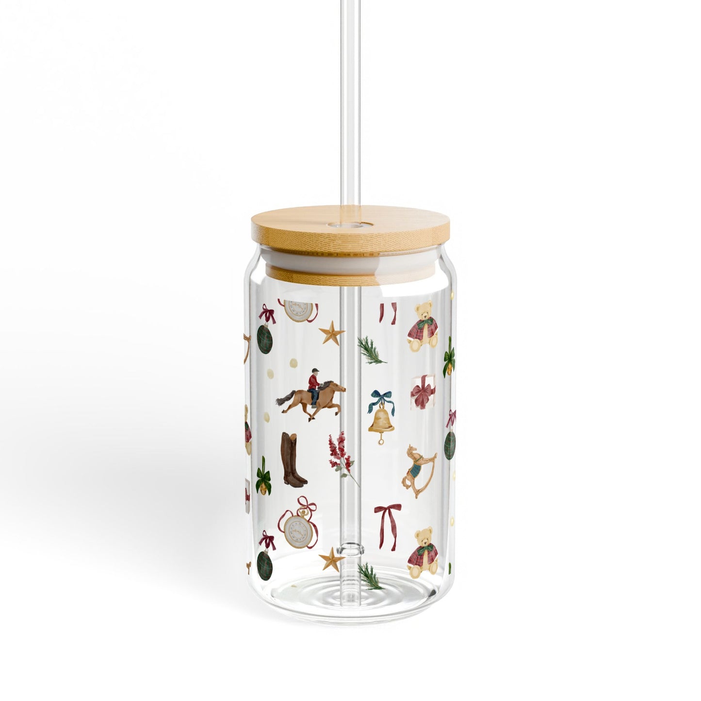 Festive Design Glass Cup for Holiday Celebrations