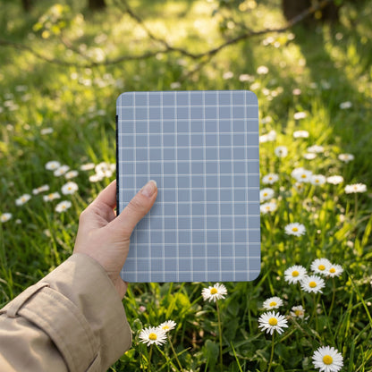 Gray Checkered Pattern on Blue Kindle Case Cover