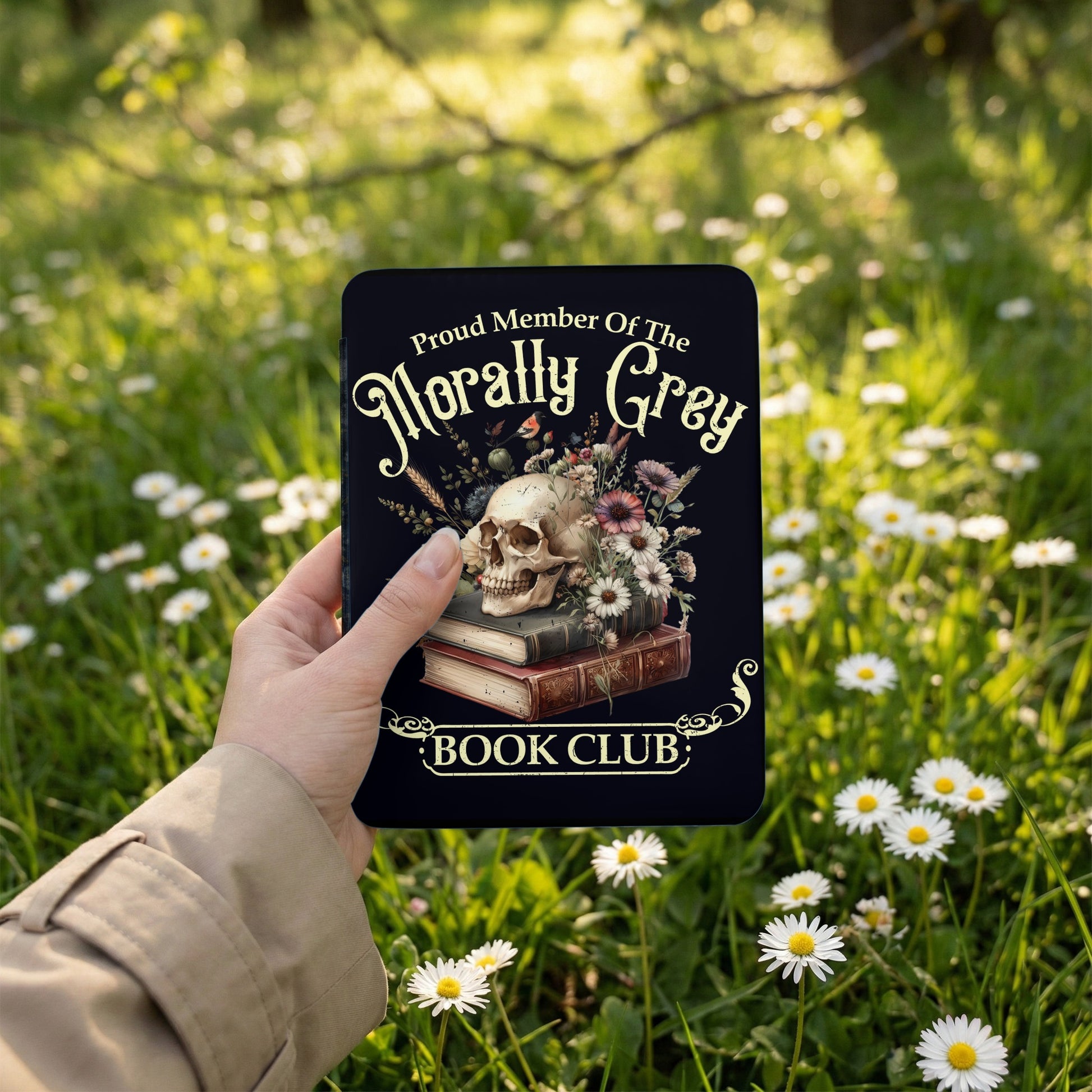 Proud Member Of The Morally Grey Book Club Skull Flowers product type