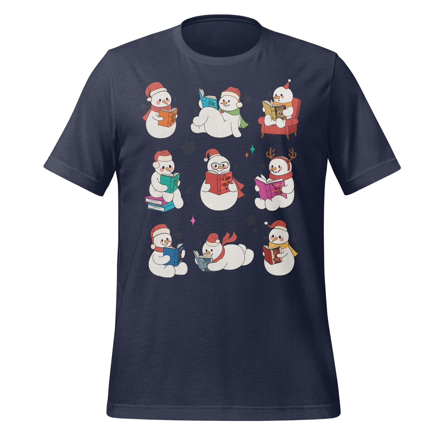 Snowmen Reading Books Funny Festive T-shirt