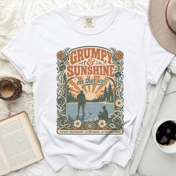 Grumpy & Sunshine Thin Ice Romance Tee in White