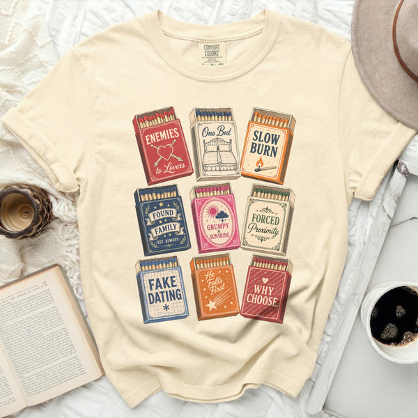 Iconic Romance Trope Matchbox Tee in Ivory