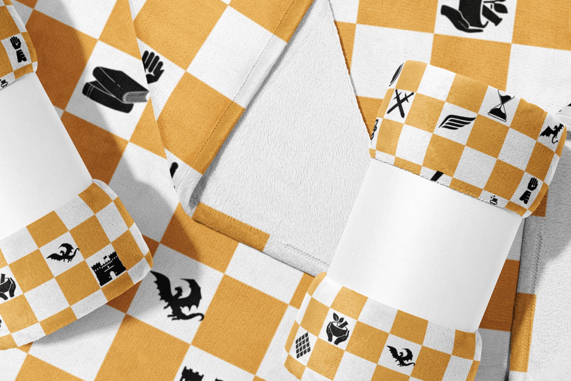 Chic Yellow White Chess Pattern Pillow Cover