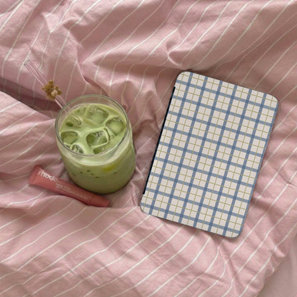 Stylish Blue and Beige Plaid Pattern Tablet Cover