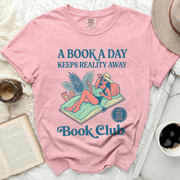 Reality Away Book Club Tee in Blossom