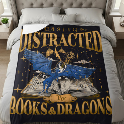 Easily Distracted by Books & Dragons blanket