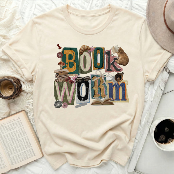 Book Worm Literary Tee in Natural