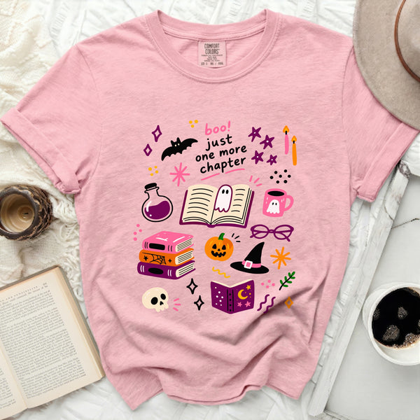 Cozy Chapter Halloween Tee in Blossom