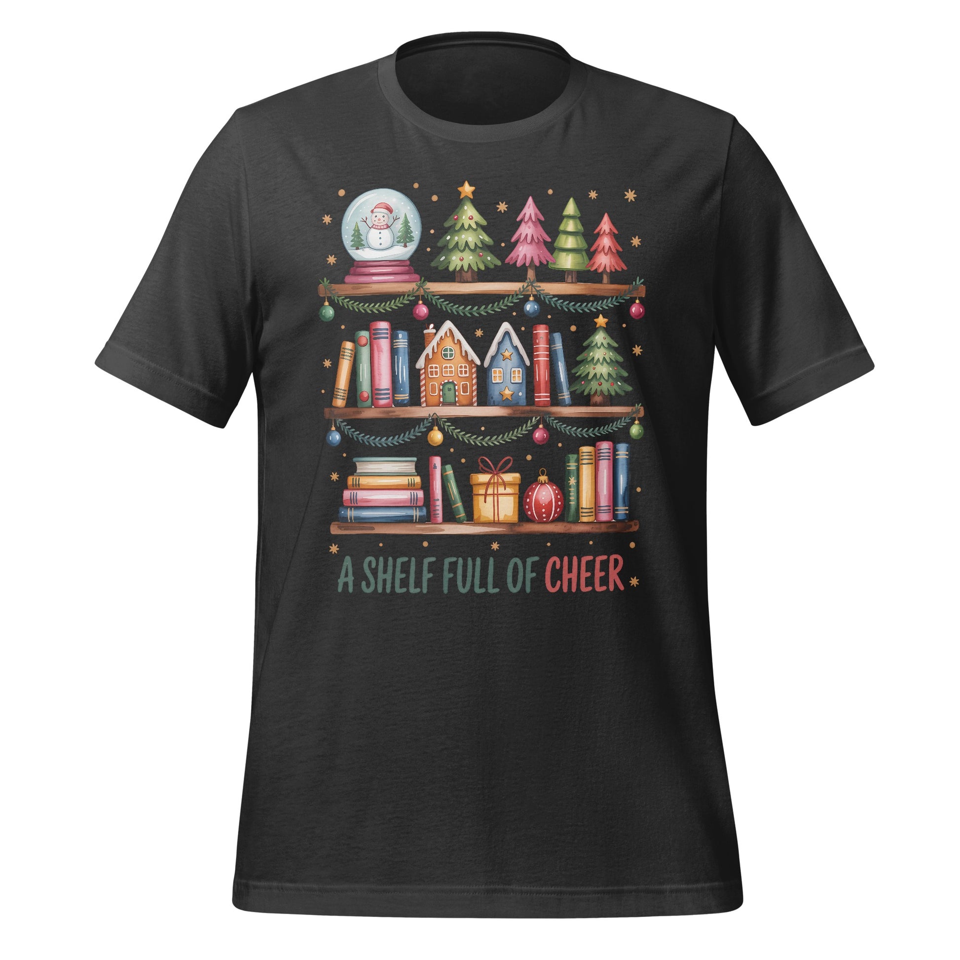 A Shelf Full of Cheer Festive Bookshelf T-Shirt