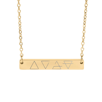 Gold Bar Necklace with Geometric Triangle Designs