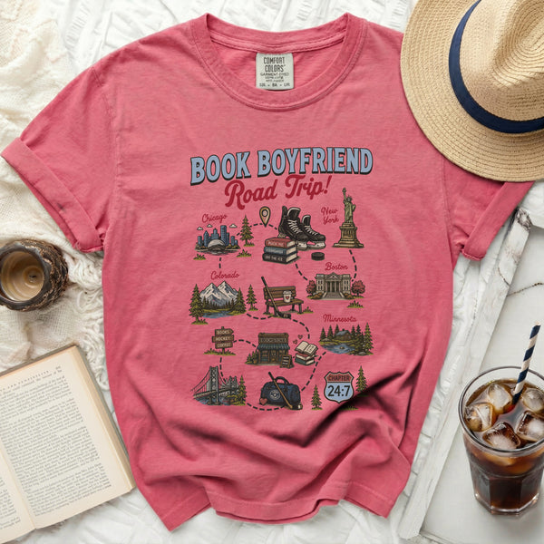 Book Boyfriend Road Trip Tee in Crunchberry