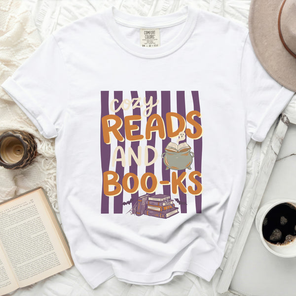 Cozy Reads & Boo-ks Tee in White