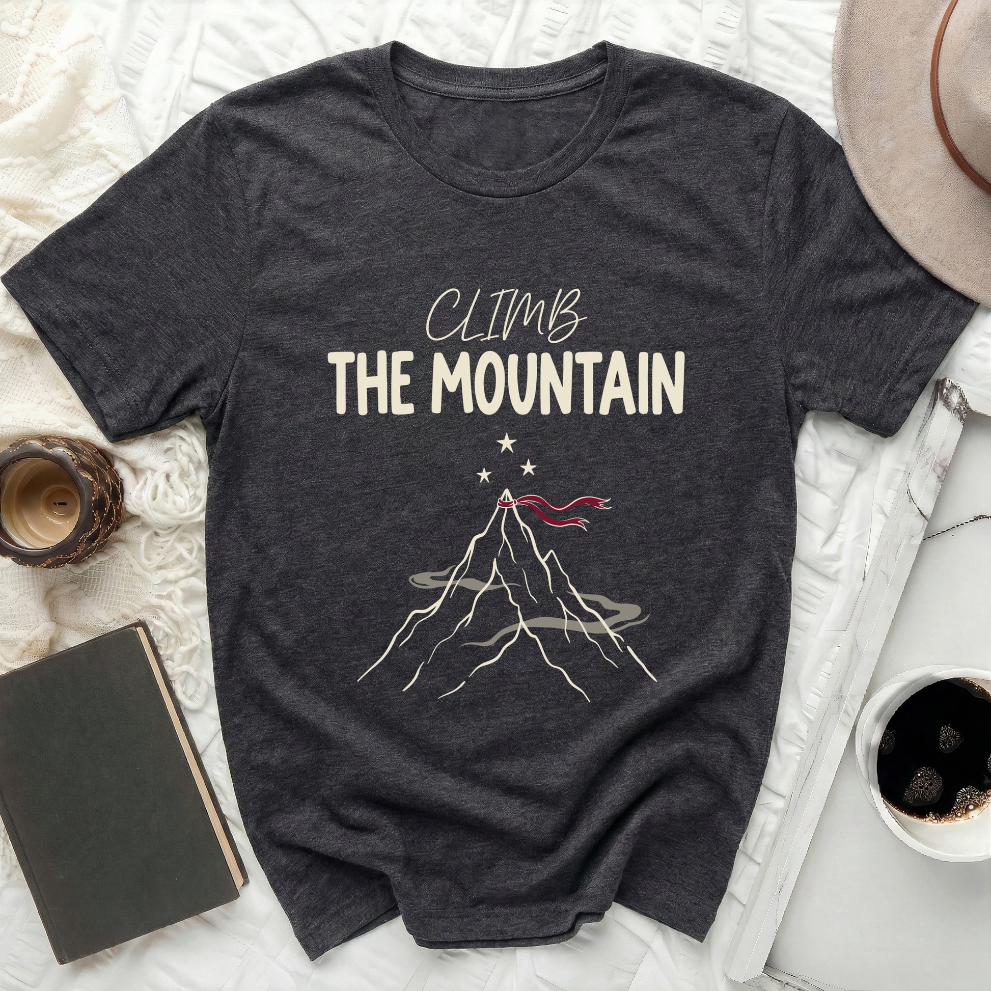 CLIMB THE MOUNTAIN Adventure Enthusiast product type
Mountain
Climb
Adventure
Outdoors
Exploration
Nature
Success
Graphic
Statement
Inspirational
Hiker
Adventurer
Explorer
OutdoorLover
DarkGray
Charcoal
Stars
Flag
Tee
Top