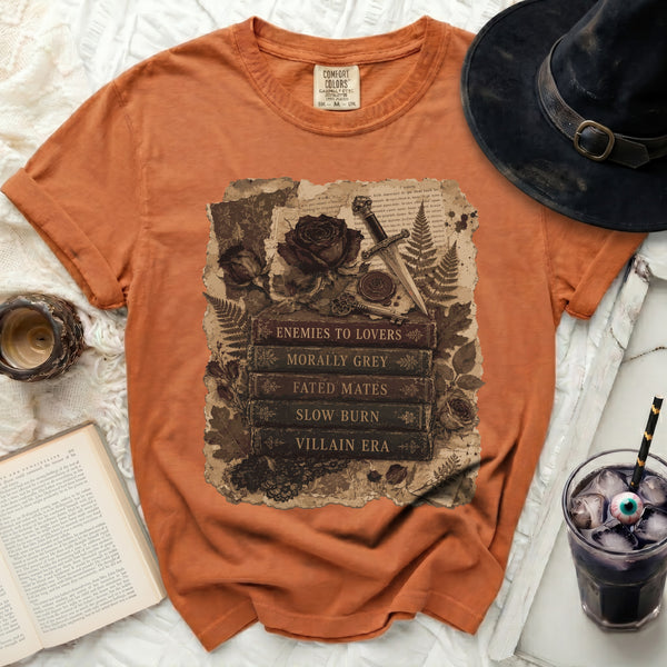 Dark Romance Tropes Tee in Yam