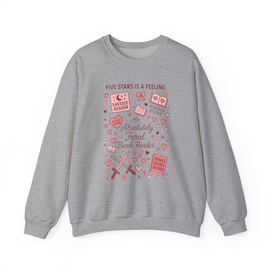 Five Stars Is A Feeling Book Reader Design Sweatshirt - MagicMerchEmporium