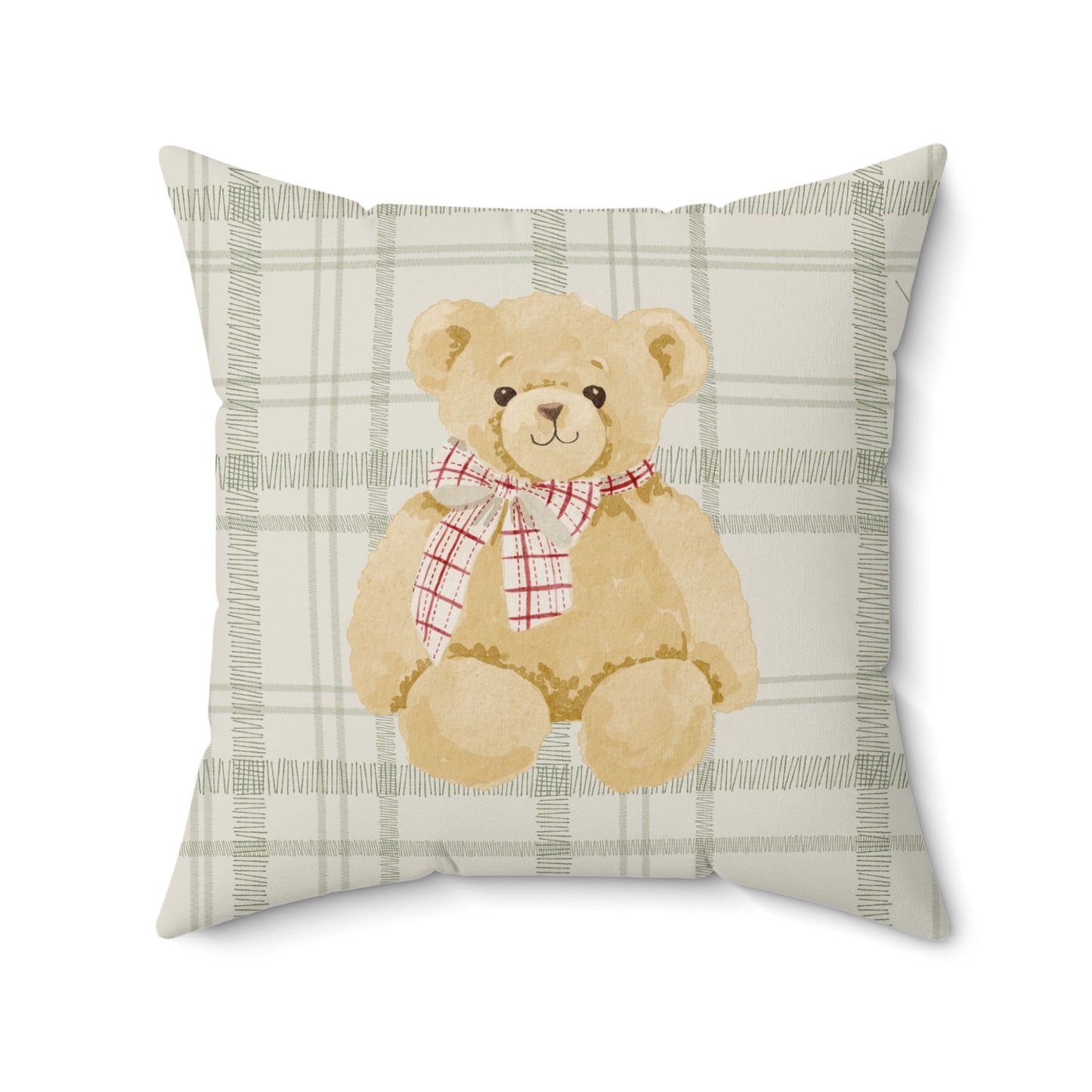 Cozy Teddy Bear Checkered Accent Pillow product