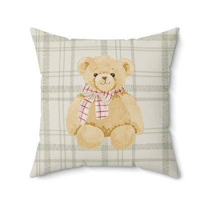 Cozy Teddy Bear Checkered Accent Pillow product