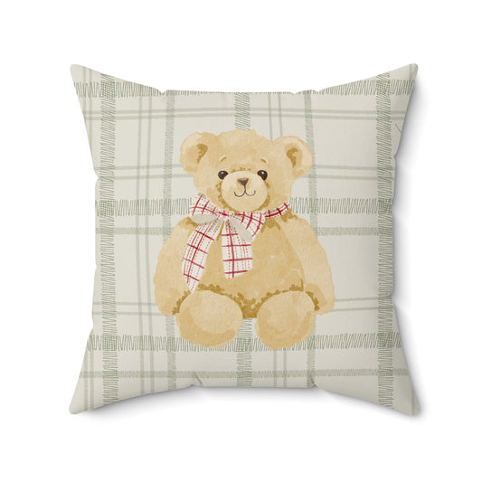 Cozy Teddy Bear Checkered Accent Pillow product