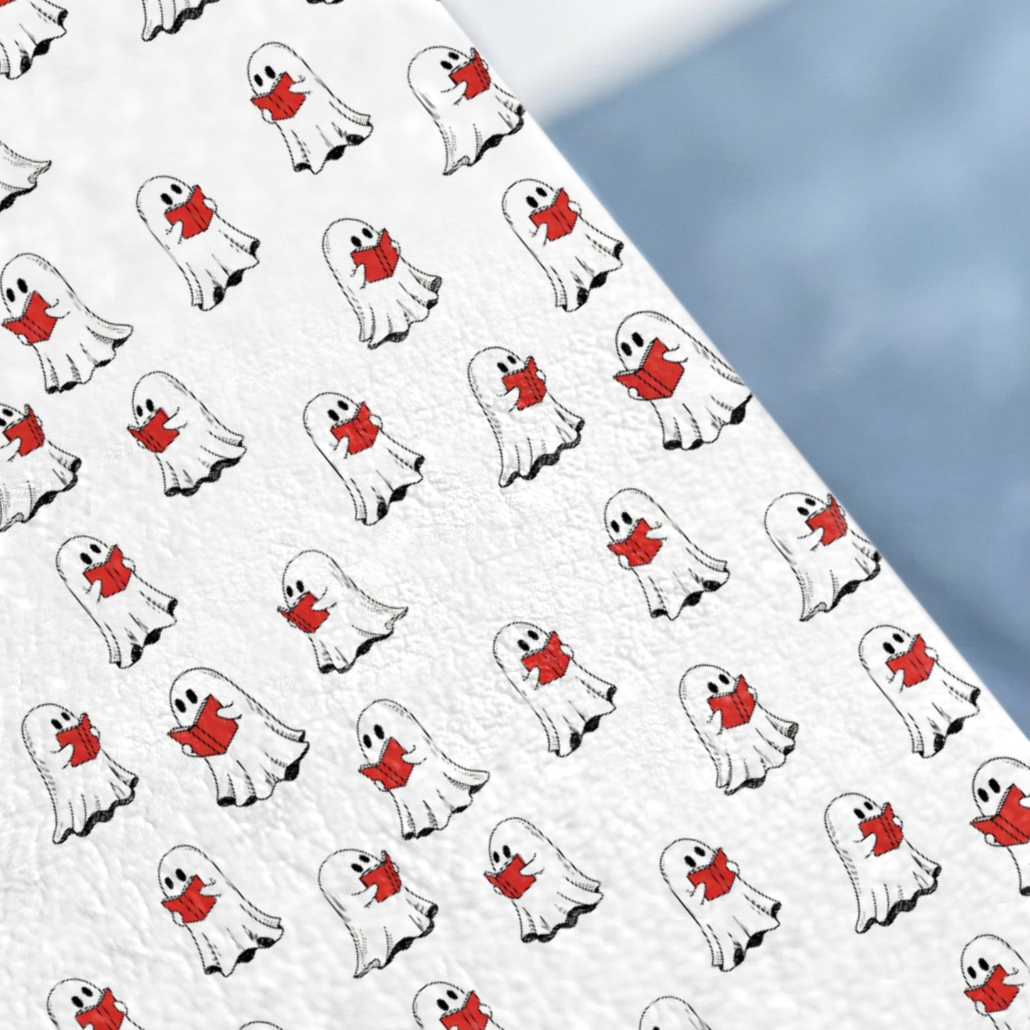 Cute Reading Ghost Pattern White Red Halloween product type