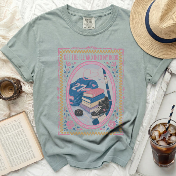 Off the Ice & Into My Book Tee in Bay