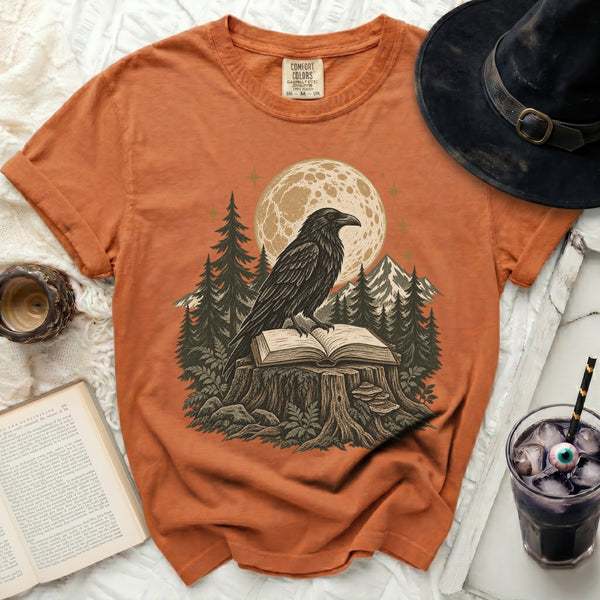 Mystic Raven Book Tee in Yam