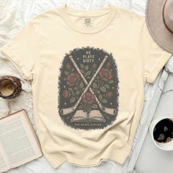 Dirty Reads Hockey Tee in Ivory