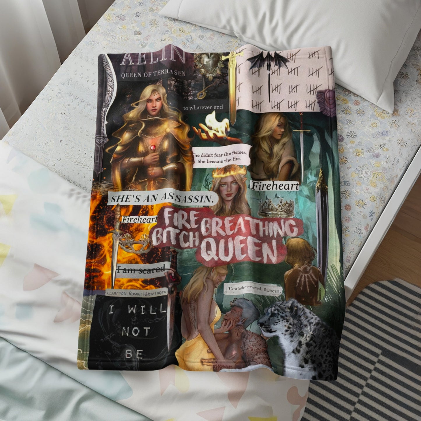 Best Fantasy Queen Assassin Fire Breathing Throw Blanket
