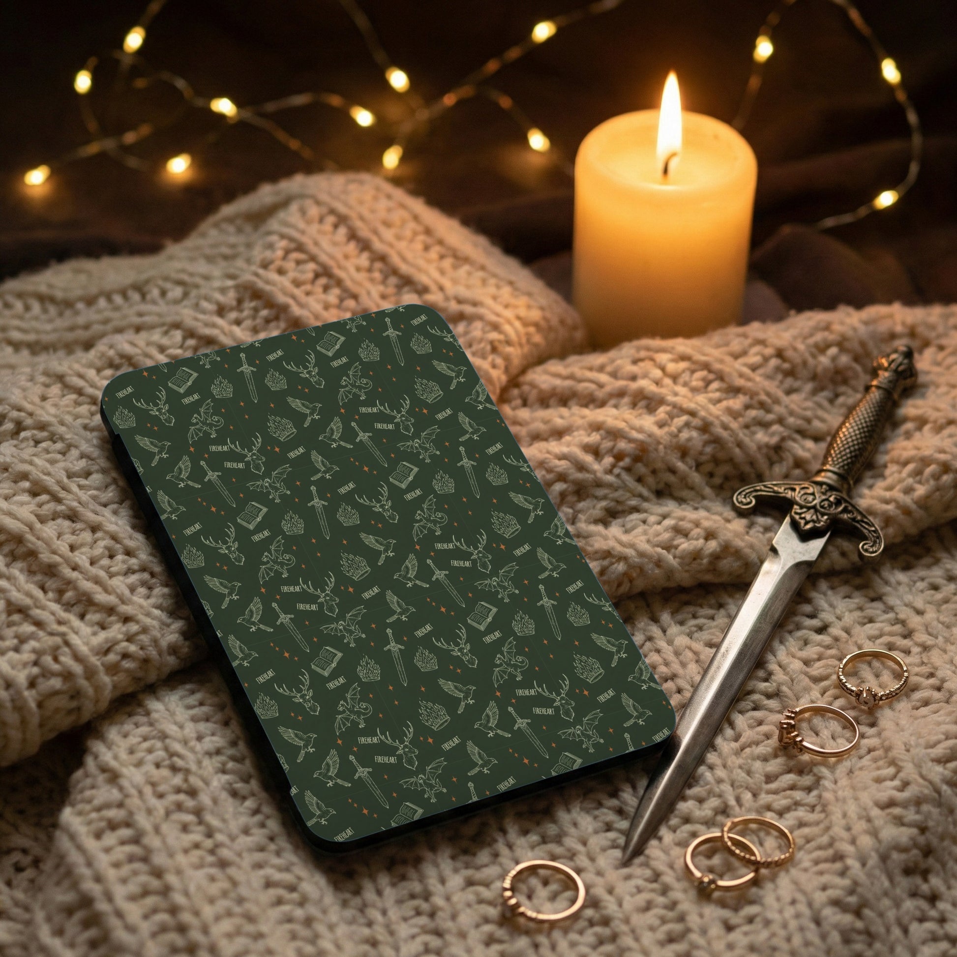 Green Fireheart Dragon Sword Antler Book Pattern product type