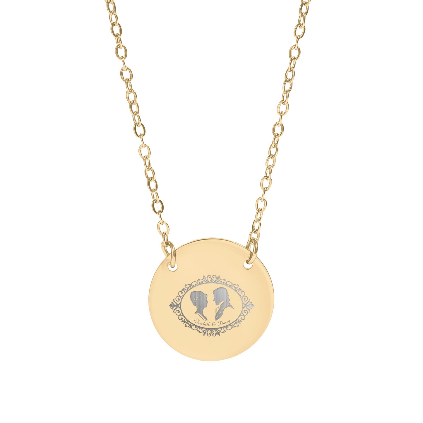 Elegant Gold Pendant Necklace with Silhouette Engraving