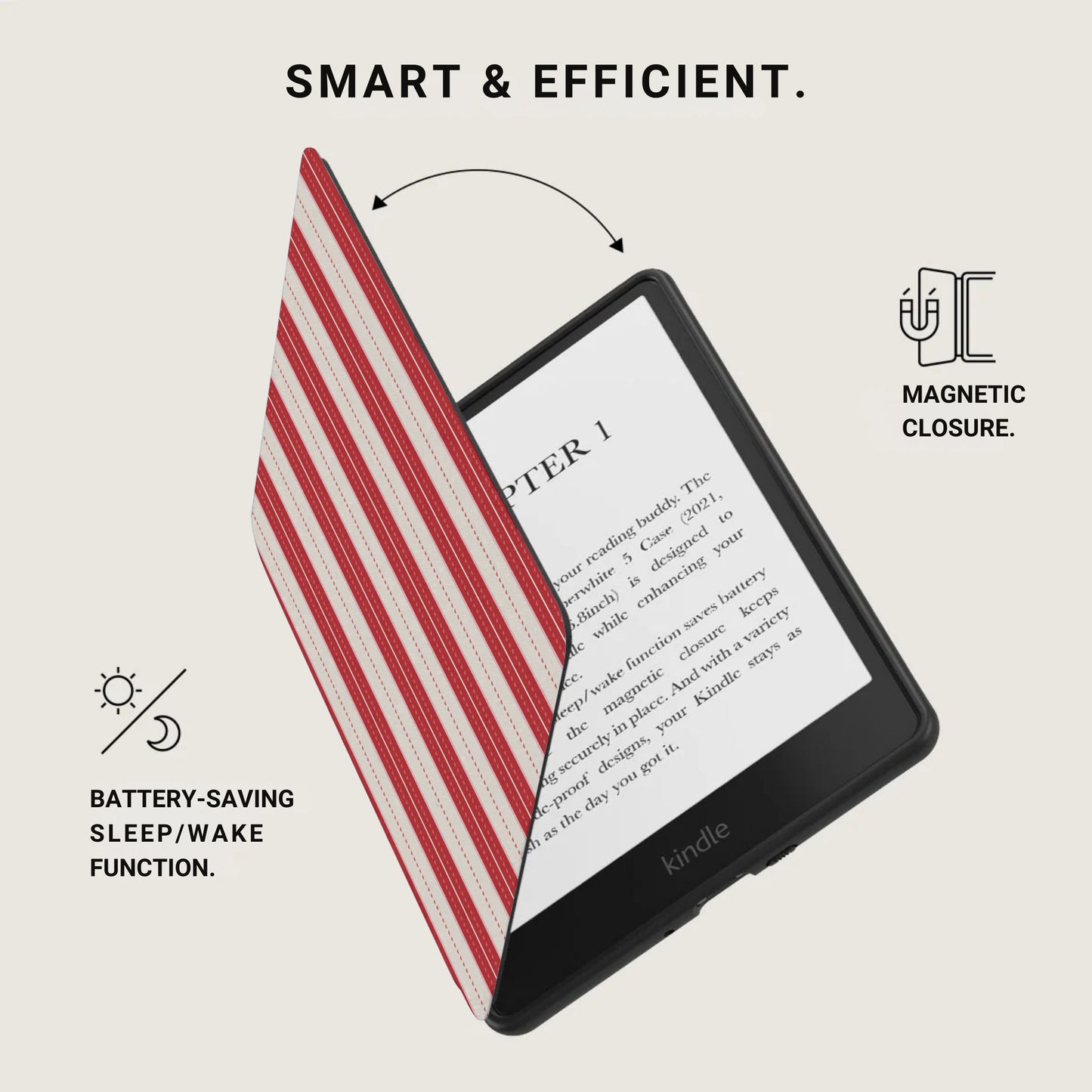 Magnetic Closure Smart Efficient Kindle Cover