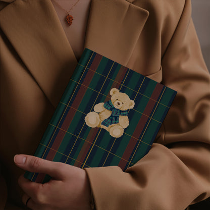 Adorable Teddy Bear with Plaid Cover Notebook