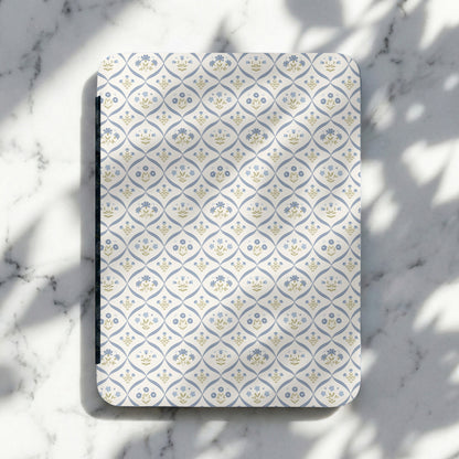 Blue Floral Pattern on White Background Notebook