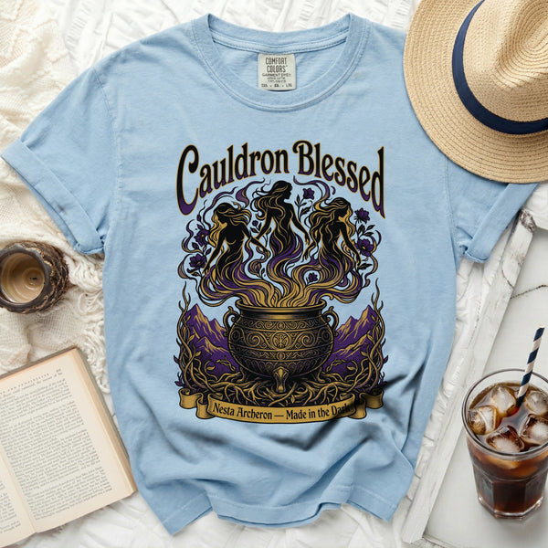 Cauldron Blessed Forged in Fire Tee in Chambray