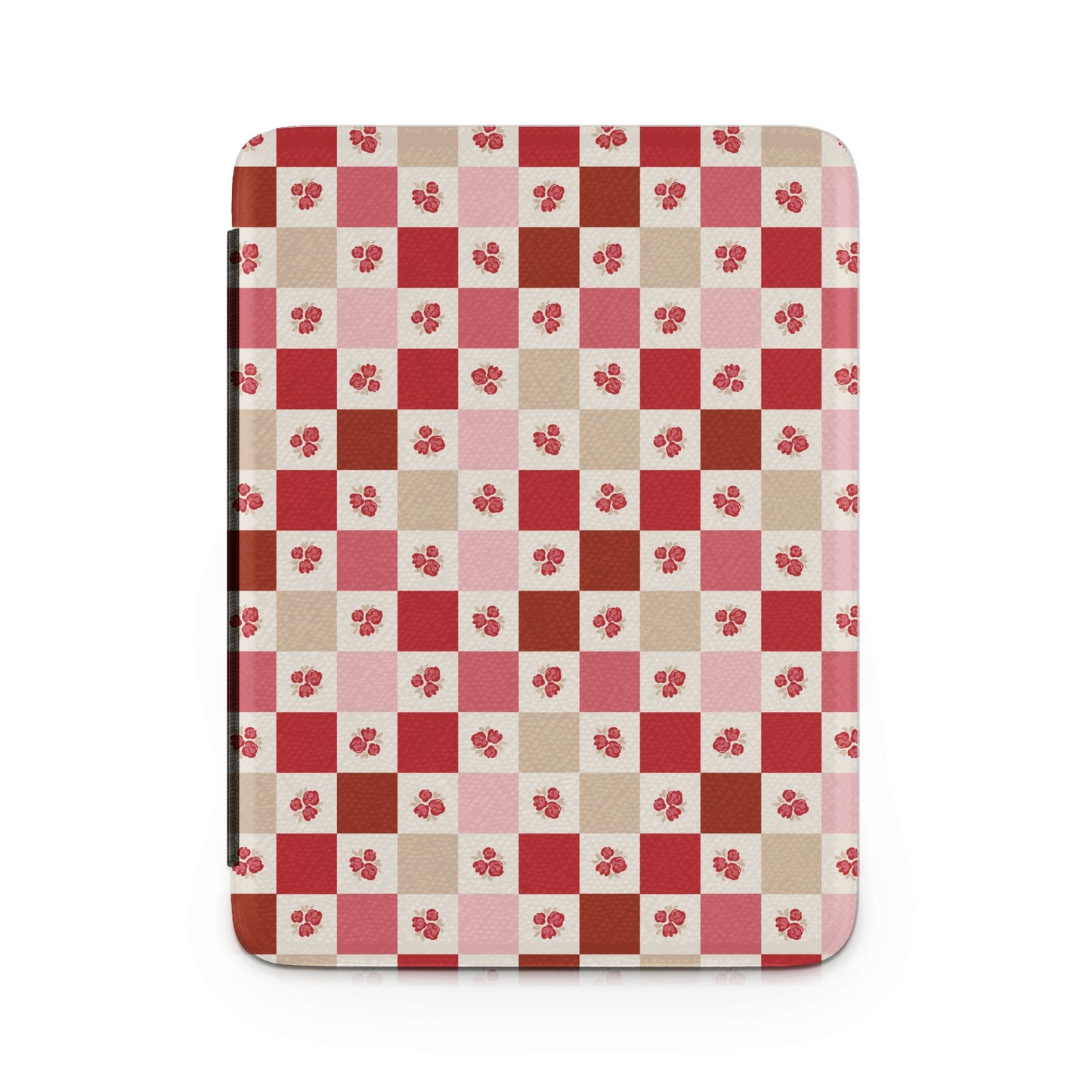 Red and Pink Checkered Pattern Floral Design Blanket