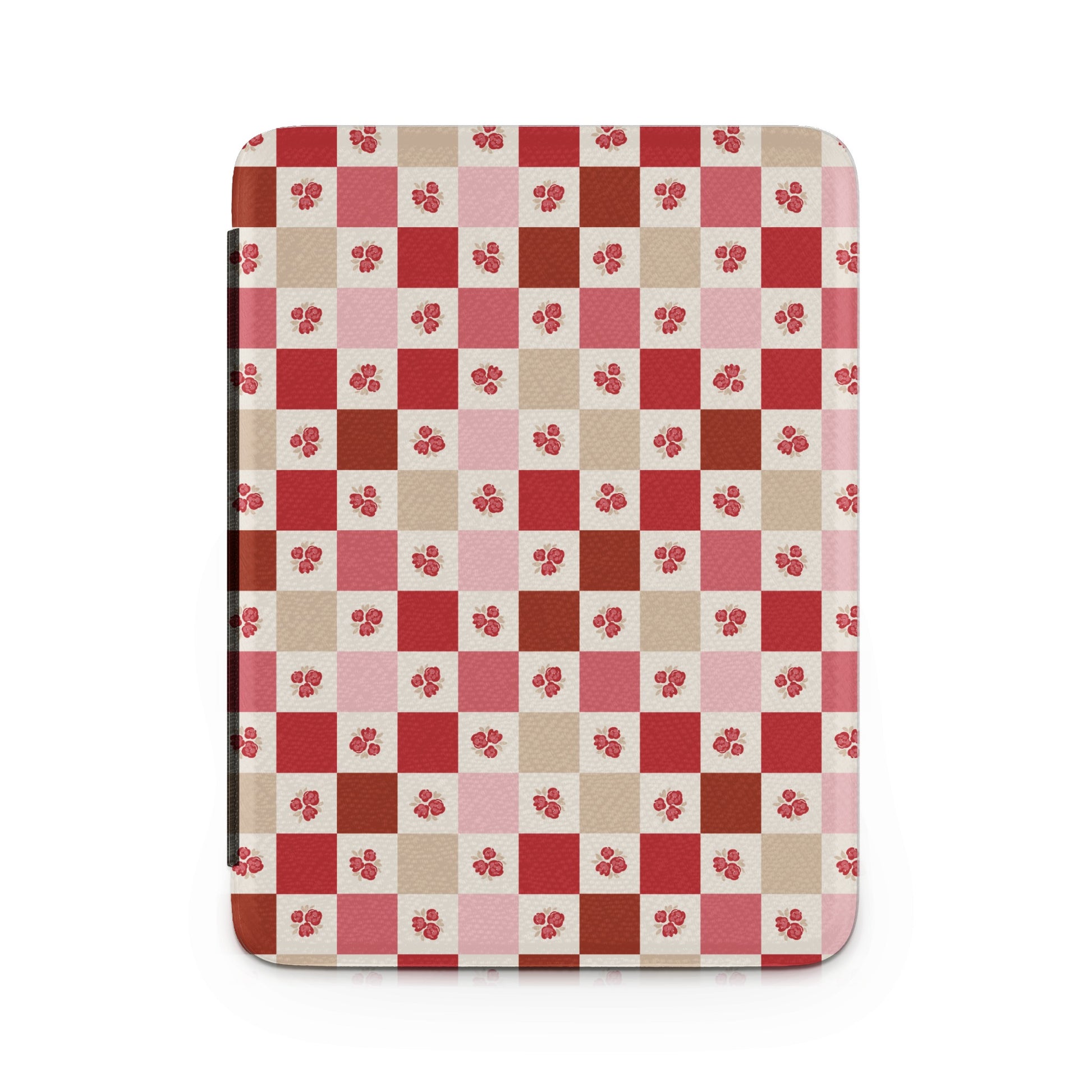 Red and Pink Checkered Pattern Floral Design Blanket