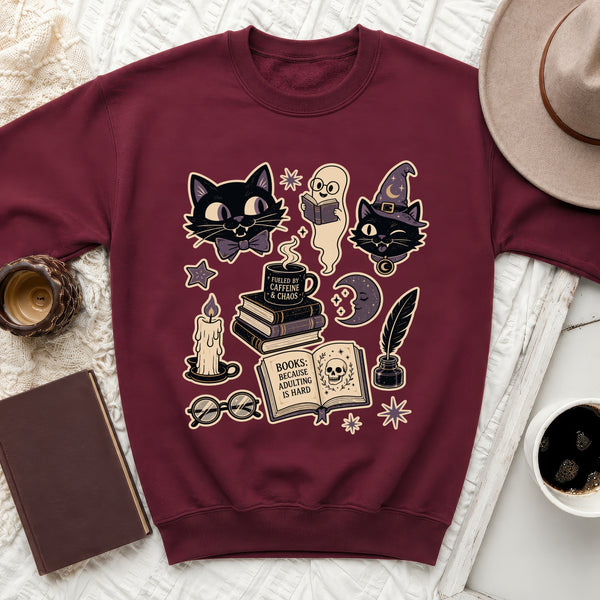 Witchy Reads Sweatshirt in Maroon