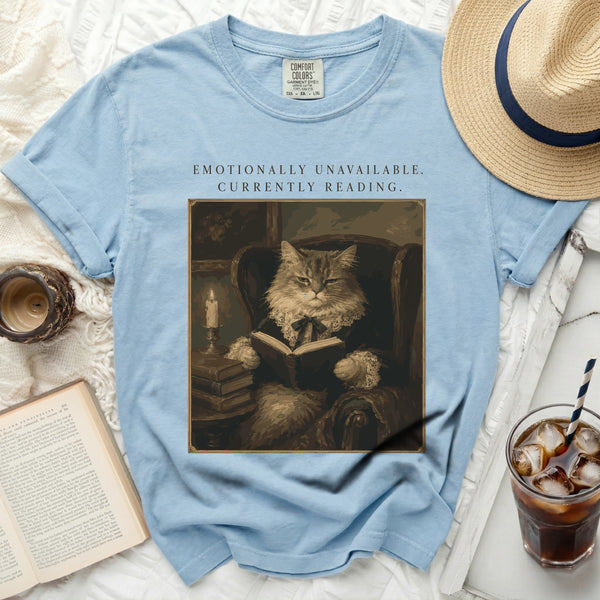 Unavailable Reader Cat Tee in Chambray