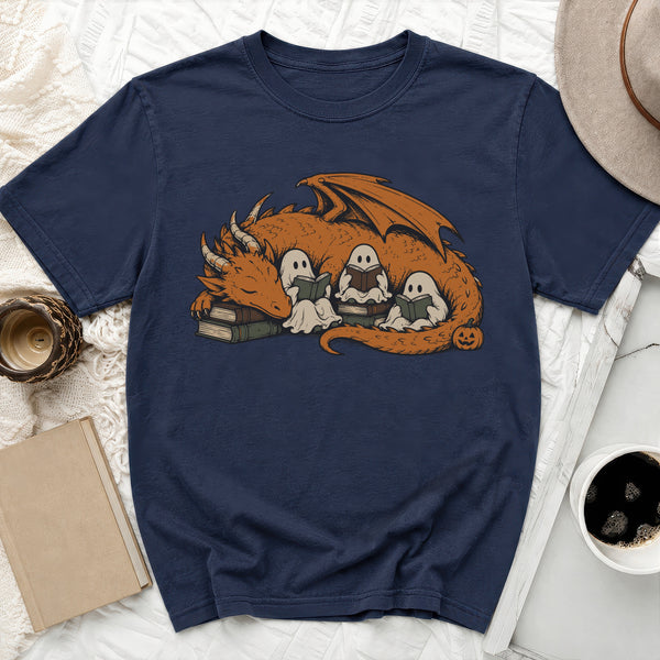 Cozy Book Dragon Tee in True Navy