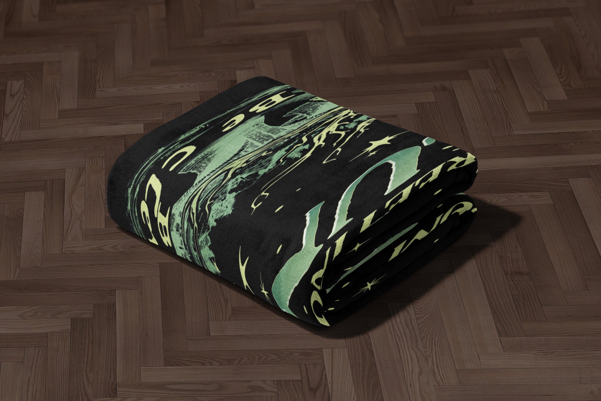 Space Inspired Black Green Cozy Blanket product