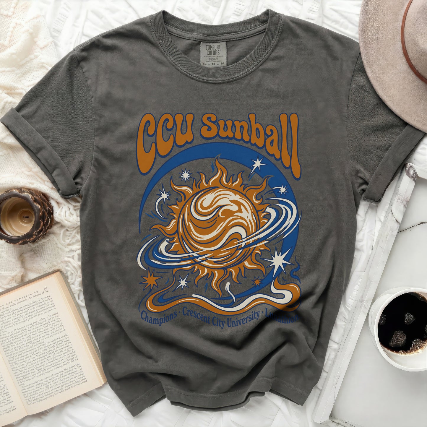 CCU Sunball Champions Crescent City University graphic t-shirt.