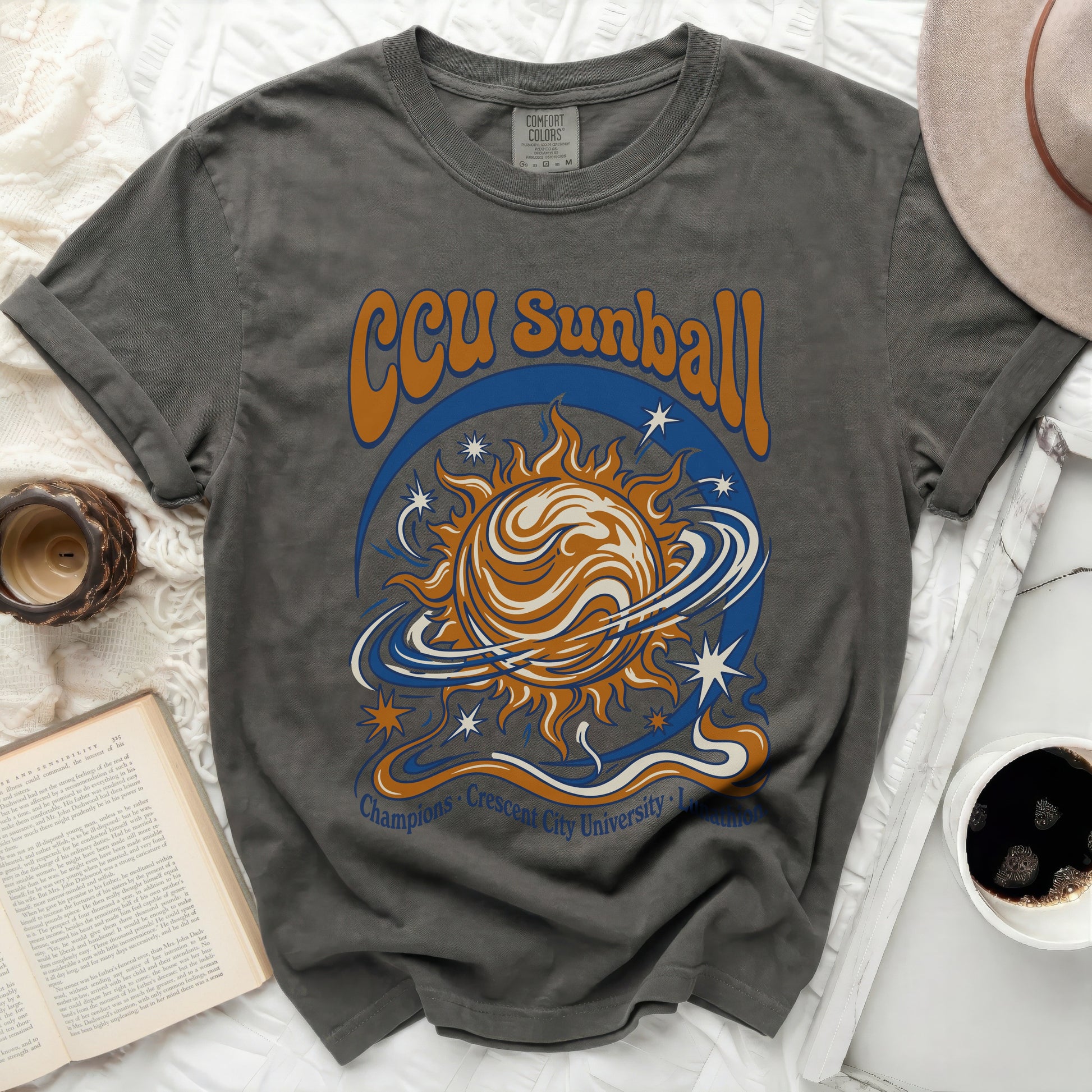 CCU Sunball Champions Crescent City University graphic t-shirt.