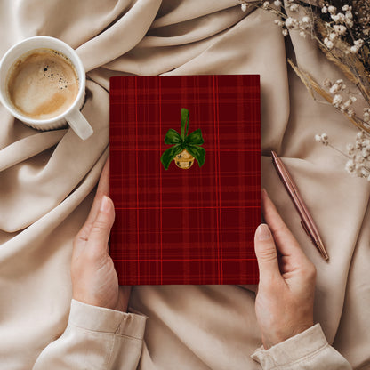 Christmas Bell Plaid Wrapped Journal Notebook