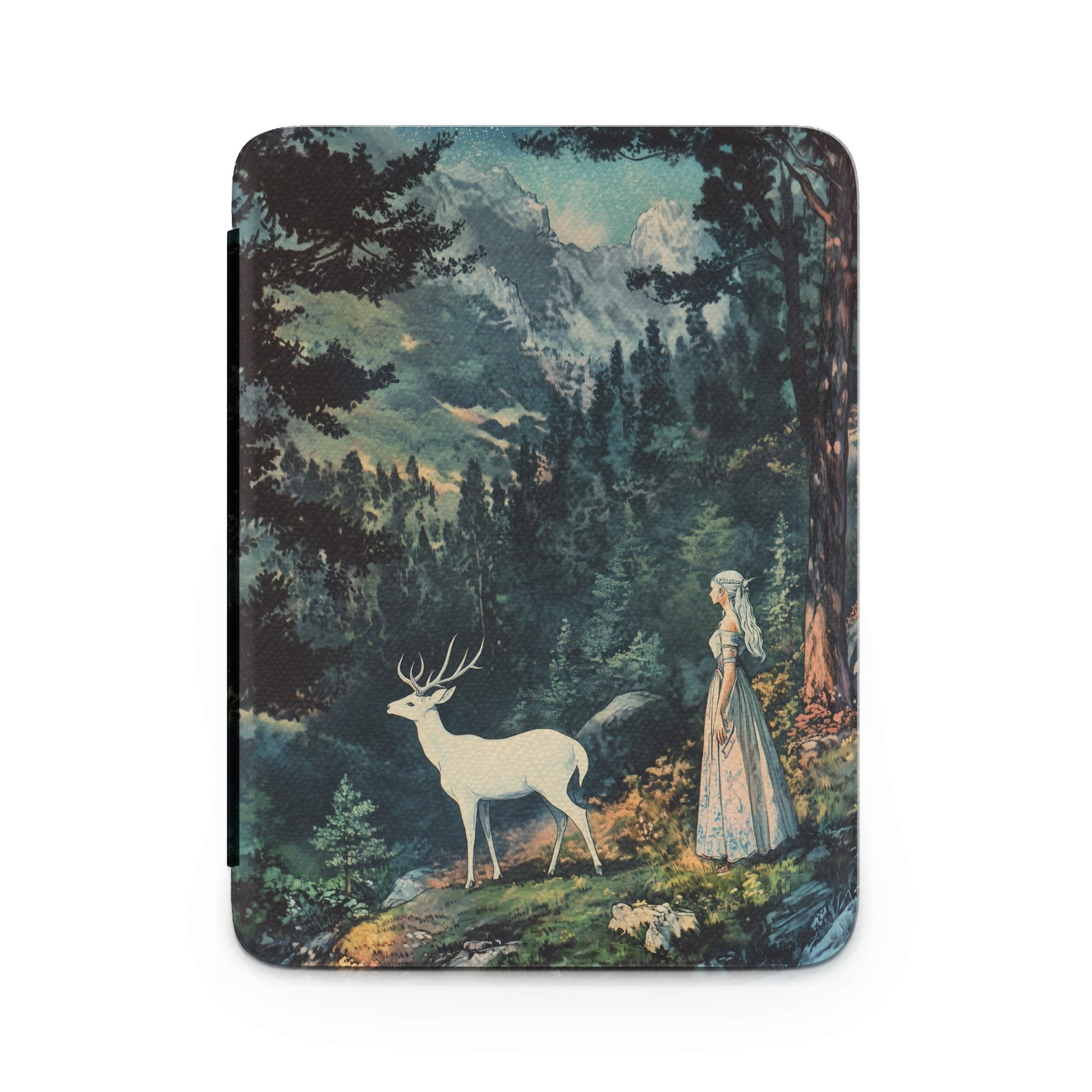Enchanted Forest Woman White Deer Mountains Fantasy product type