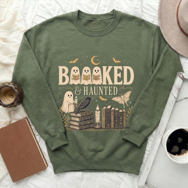 Booked & Haunted Sweatshirt in Military Green
