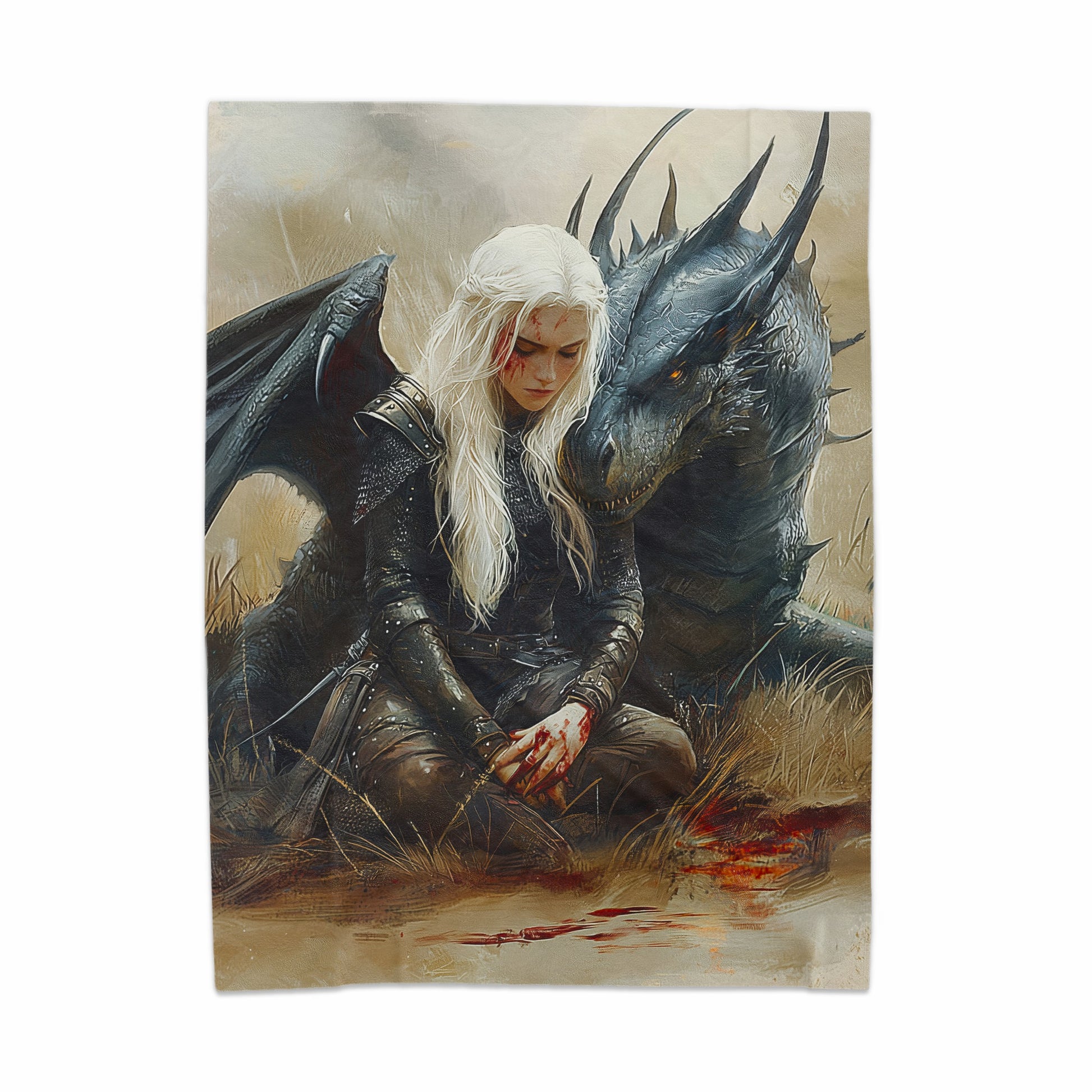 Enchanting Scene of Warrior with Dragon product