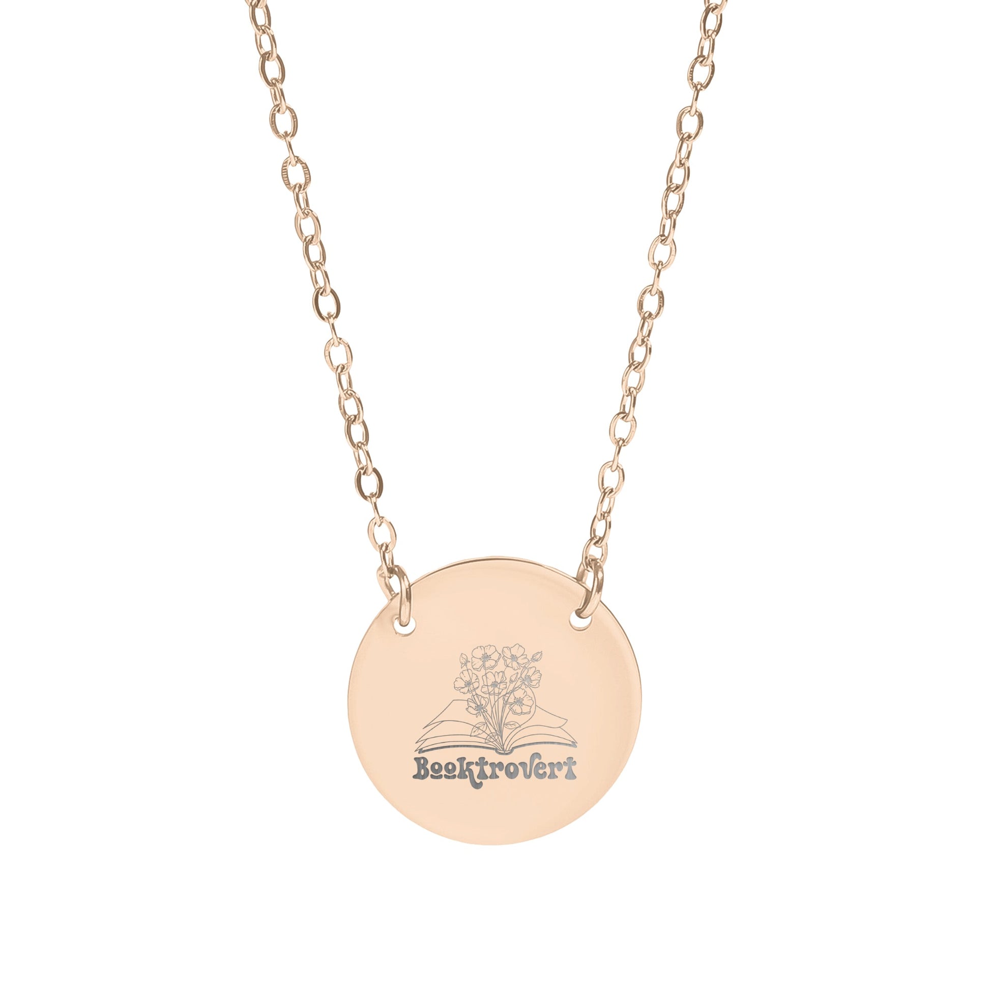 Introvert Flower Graphic Round Pendant Necklace
